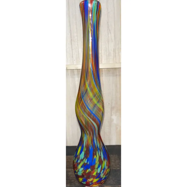 Pier 1 Art Glass Murano Style Bubble Swirl Flower Vase
