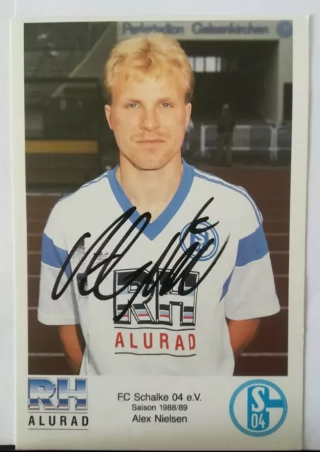 Alex Nielsen FC Schalke 04 handsignierte Autogrammkarte 1988/89 RH Alurad S04 AK