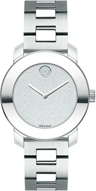 Movado Bold Silver Stainless Crystal Glitter Dial Women's Mini Watch 3600568