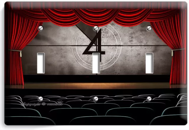 Tv Room Home Movie Theater Big Screen 3Gang Light Switch Wall Plate Hd Art Decor