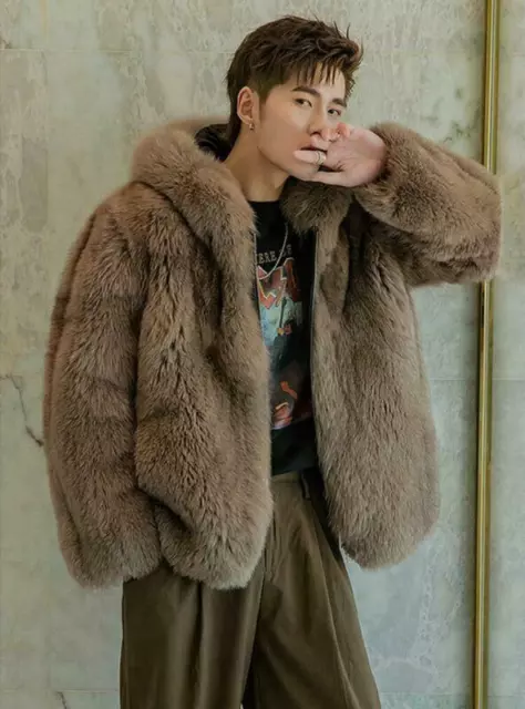 Men's Fashion Hooded Warm Winter Thicken Fur Jackets Coats Short Parka Overcoats