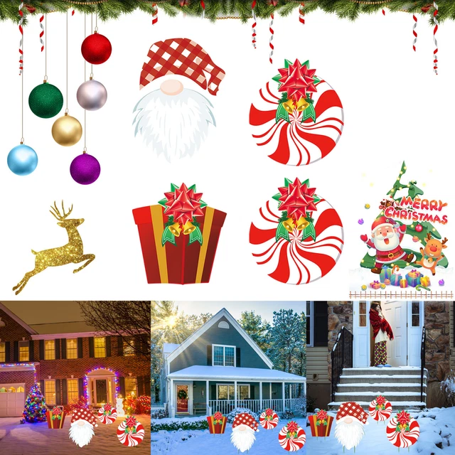 Christmas Elf Garden Stake Xmas Metal Gnome Yard Signs Outdoor Holiday Decor