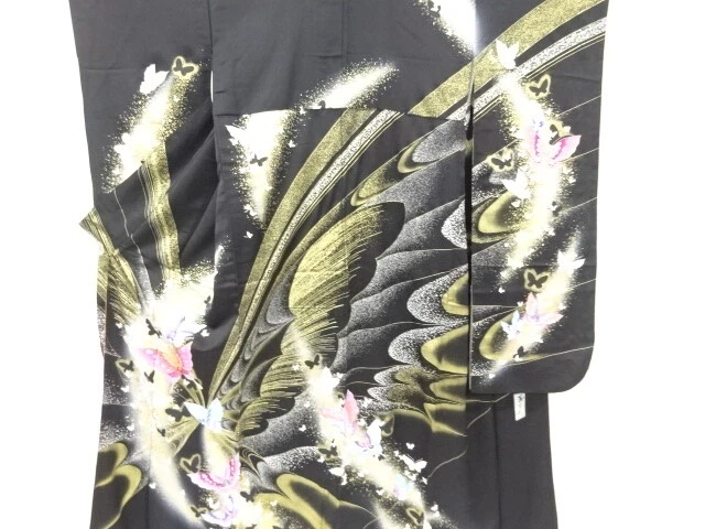 6885927: Japanese Kimono / Vintage Furisode / Embroidery / Butterfly / Artist Wo
