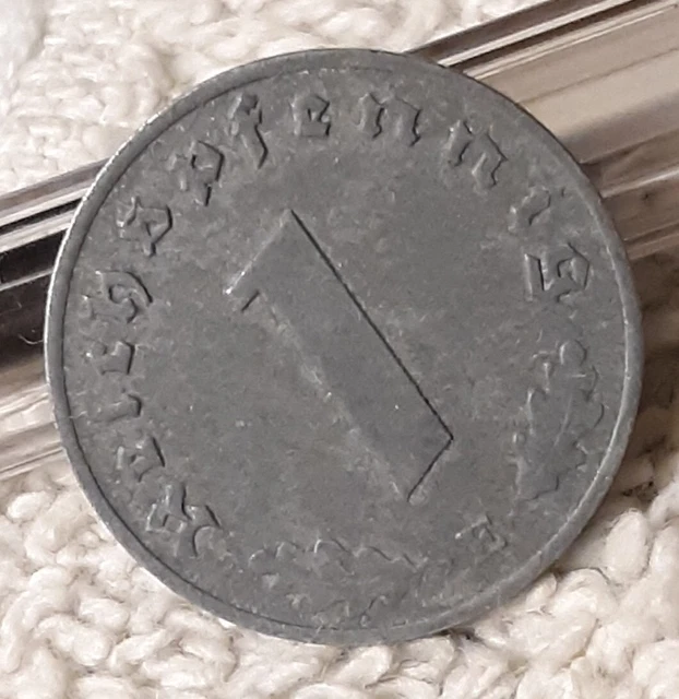 1942-E German 1 Reichspfennig ~ Germany ~ WW2 , Heavily Circulated Coin