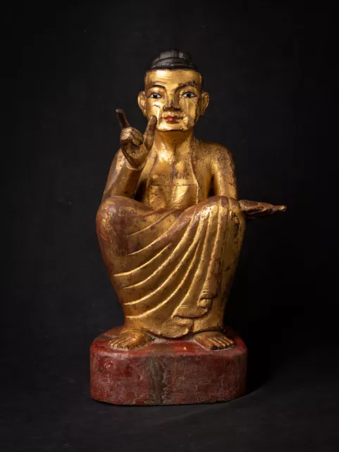 Antique wooden Burmese Nat statue from Burma, 19th century