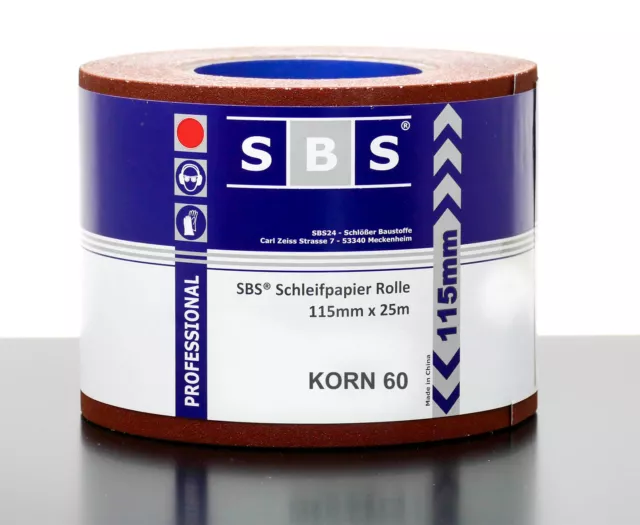 SBS Schleifpapier Rolle 115mm X 25m Korn 60 Papel de Lija de Mano