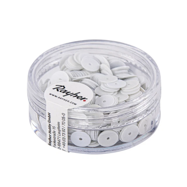 Lentejuelas Blanco Ø 6 MM Liso Caja 6G Lavable