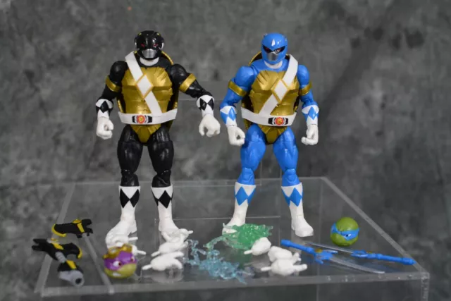 Hasbro Power Rangers Ninja Turtles Blue Ranger Leo & Black Donatello Figures