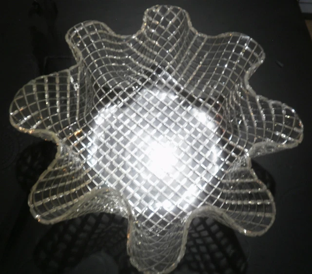 Grainware Acrylic Lucite Centerpiece Bowl XXL Diamond Pattern Fluted 18 Inches