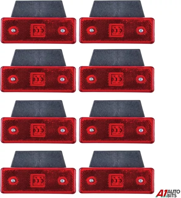 8 X 12v 12 Volt LED Red Rear Tail Side Marker Light Trailer Van Bus Truck Lorry