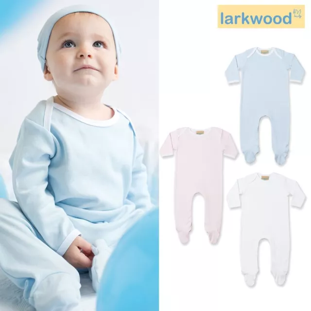 Larkwood Kids Contrast Long Sleeve Sleepsuit LW053- Baby Softest Cotton Bodysuit