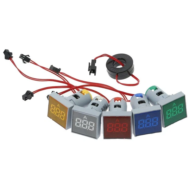 Alto Qualità Lampada Ammeter Montaggio Pannello Quadrato Forma Giallo LED Blu