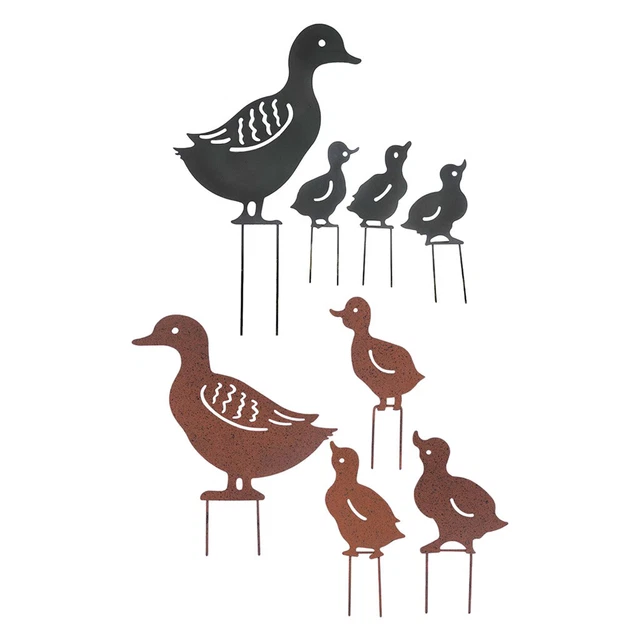Metall Enten Garten Hof Pfahl dekorative Outdoor Skulptur Kunst Rasen Dekore