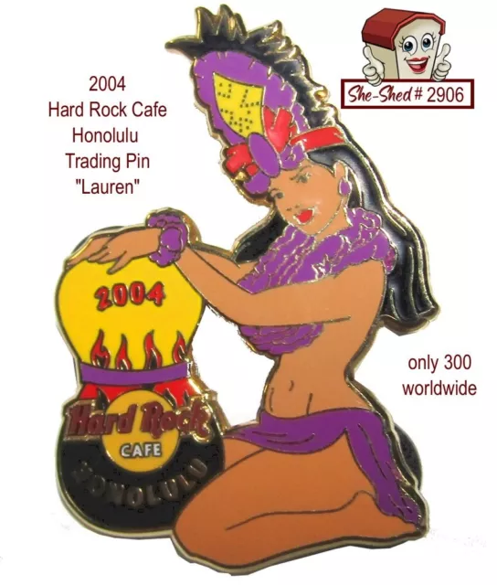 Hard Rock Cafe LAUREN Honolulu 2004 Hula Girl Trading Pin