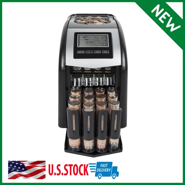 COMMERCIAL COIN COUNTER Sorter Machine Digital LCD Money Change 4 Row