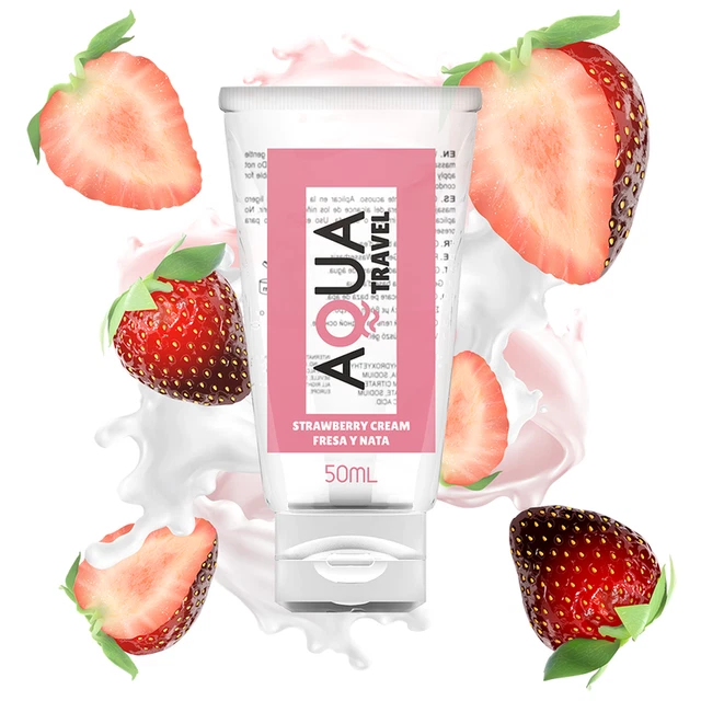 Aqua Travel Lubricante Íntimo Sexual Base Agua Sabor Fresa Y Nata - 50 Ml