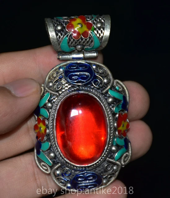Silver Inlay Collection 2.8 & OLD Chinese Silver Inlay Red Gem Painting Dynasty Woman Jewelry ...