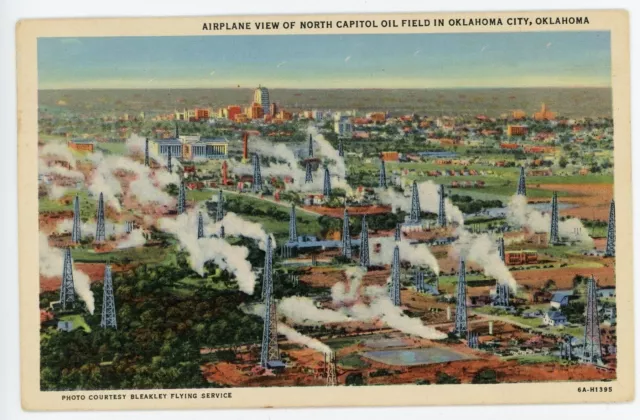 Postcard~Oklahoma City Ok.~Airplane View of North Capitol Oil Field~Sooner State