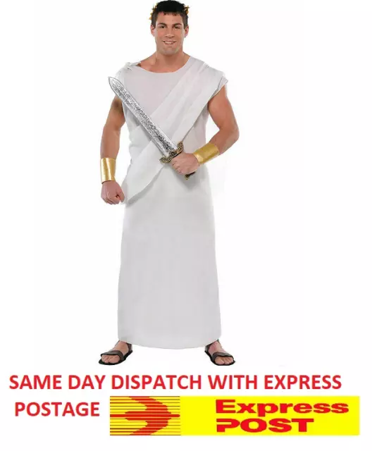 White Toga Men's Costume Greek Egyptian Roman Vintage Fancy Costume Party