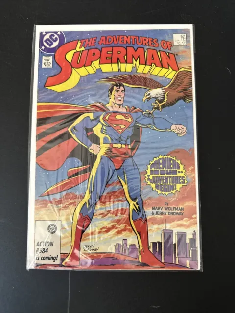 ADVENTURES OF SUPERMAN #424 F/VF, Direct DC Comics 1987 Stock Image