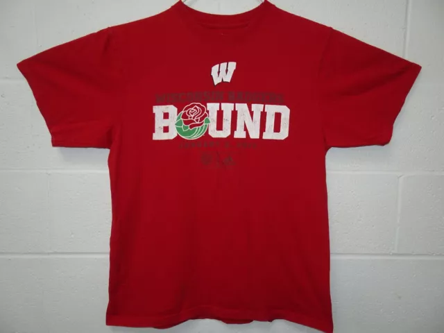 Adidas Wisconsin Badgers Rose Bowl Bound 2012 NCAA Football T Shirt Large Red