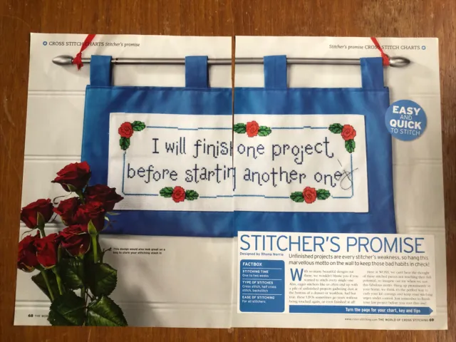 Stitchers Versprechen Kreuzstichkarte **aus einer Zeitschrift**