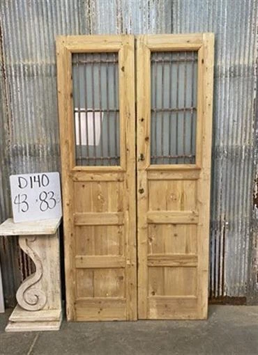 Antique French Double Doors (43x83.5) Wood Iron Doors, European Doors D140