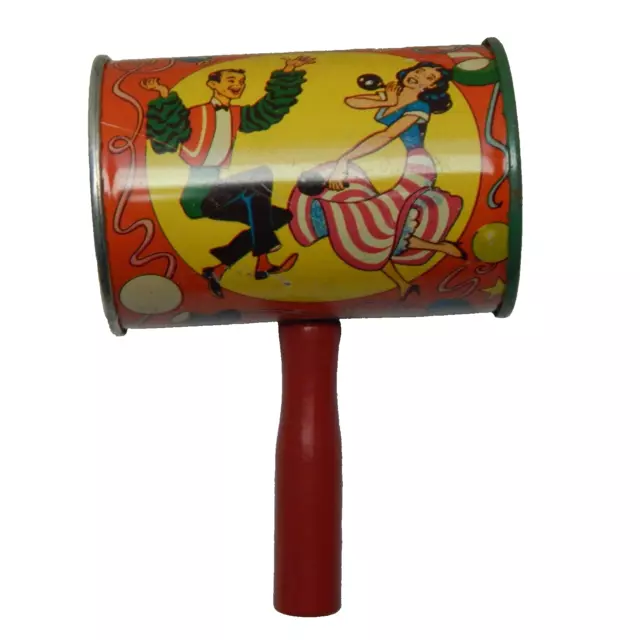 U. S. Metal Toy Co. Dancers Tin Noise Maker Hammer Rattle (A)