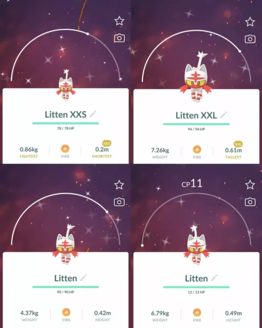SHINY LITTEN March 2024 Community Day XXL XXS Lv 0ne Pokemon GO 3.49