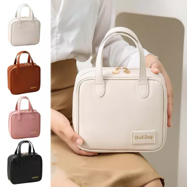 Handheld Cosmetic Bags Simple Portable Small Square Makeup' Bag Leather PU  S3E6