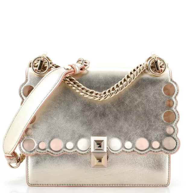 Fendi Kan I Bag Studded Leather Small Gold