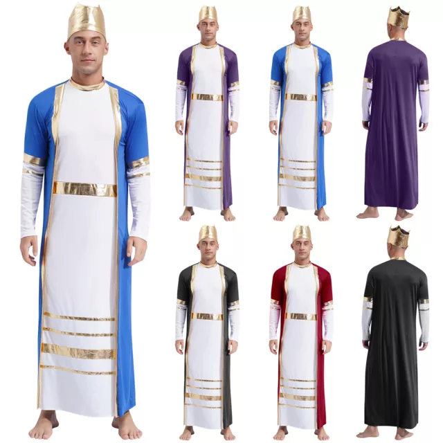 Herren Kostüm Headwear Römer King Metallisch Römische Toga Karneval Lang Kleid