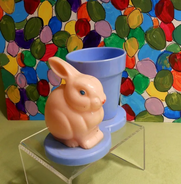 1950's Hard Plastic Knickerbocker Easter Bunny Rabbit Candy Container