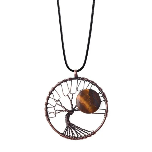 Tiger Eye Retro Tree of Life Necklace Natural Stone Necklace Healing  Choker