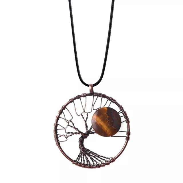 Tiger Eye Retro Tree of Life Necklace Natural Stone Necklace Healing  Choker