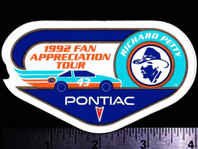 RICHARD PETTY Fan Appreciation Tour 1992 - Vintage Racing Decal/Sticker Pontiac