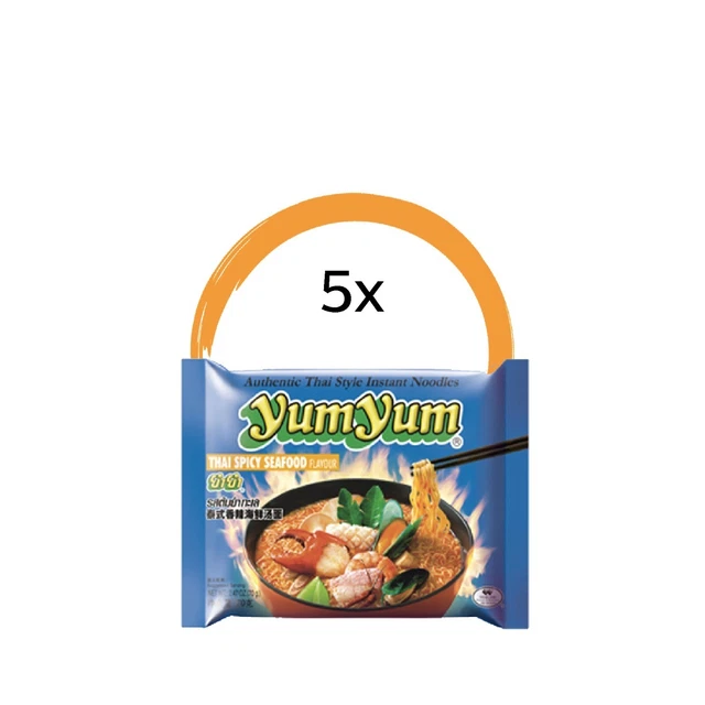5 PEZZI - zuppa di pasta istantanea Yum Yum frutti di mare THAI PICY - 5x 70g
