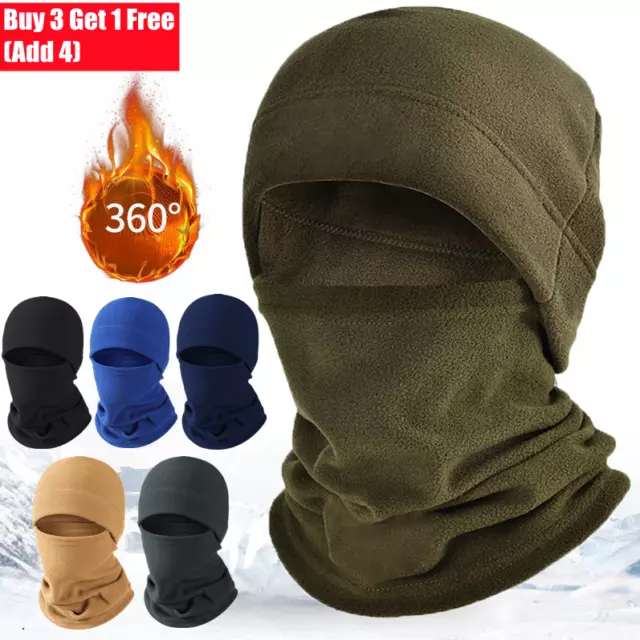 UK Thermal Fleece Balaclava Snood Scarf Winter Ski Face Neck Mask Warmer Hat Set