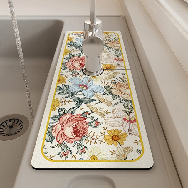 Alfombra de mesa almohadilla absorbente de goma de poliéster para baño aparatos de cocina (estilo B)