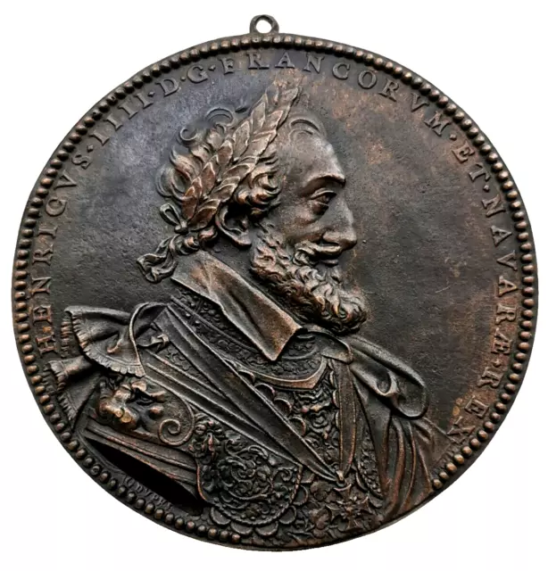 Medalla Antigua Grande De Hierro Fundido Y Bronce Enrique Iv