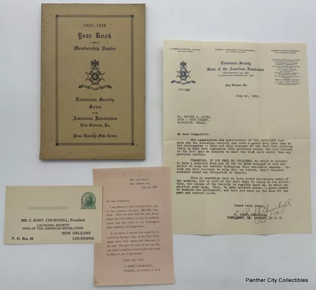 1926 Yearbook Sons of the American Revolution / Louisiana Society New Orleans