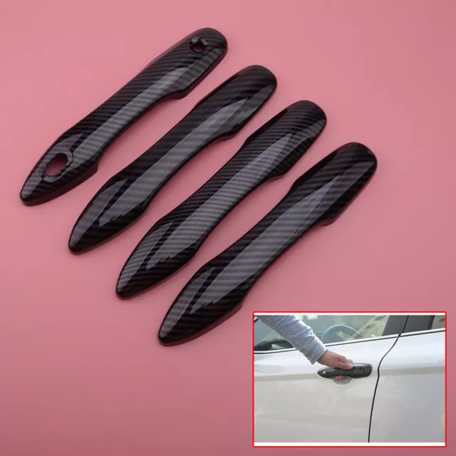 4Pc Car Carbon Fiber Style Door Handle Cover Trim Fit For Toyota Camry 2018-2020