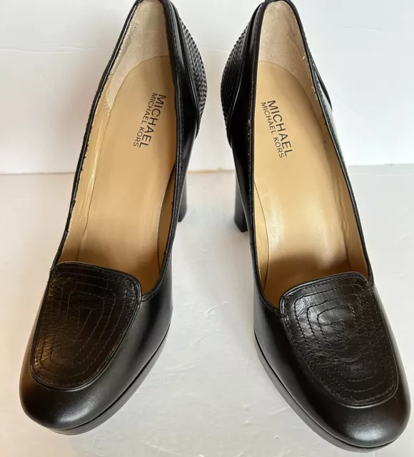 Michael Kors-Platform Block-Heel Black Classic-Inspired Heels 10 EUC