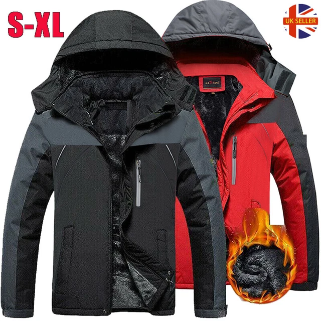 Men's Winter Windproof Fleece Lined Jacket Outwear Waterproof Warm Jackets Coats