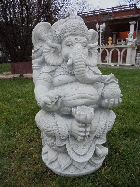Steinfigur, Elefantenbuddha, Ganesha 62 cm Steinguss Buddha Statue Gartenfigur 3