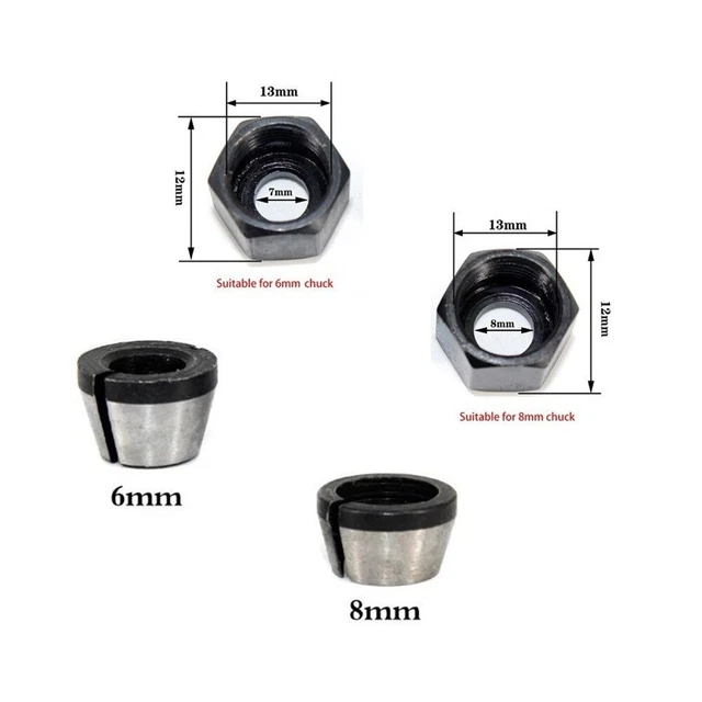 ENSEMBLE ADAPTATEUR BIT Routeur Collet Mandrin Pour Gravure Et Coupe 6
