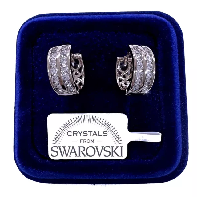 Cercles Boucles 16mm Pl. or Blanc 18K Avec Cristaux de Swarovski Homme Femme