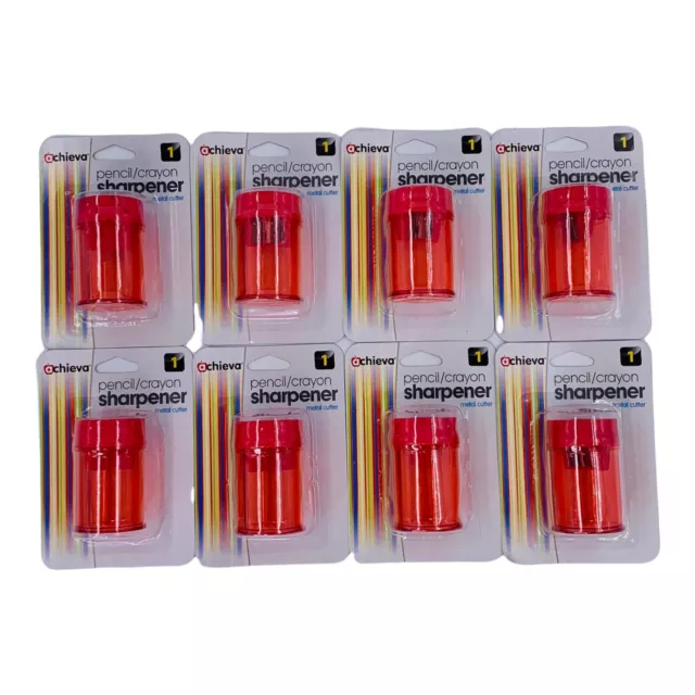 8 Count Officemate Handheld Pencil Sharpener & Crayon Sharpener 2 Holes Red