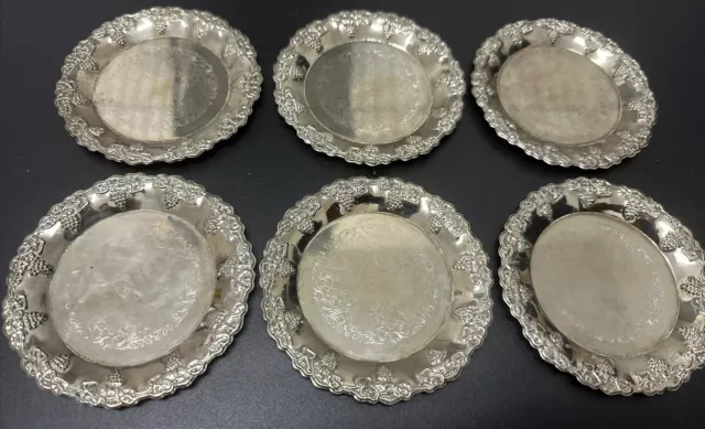 Vintage Studio Silversmiths Set Of 6 Silver Plated Beverage Coasters