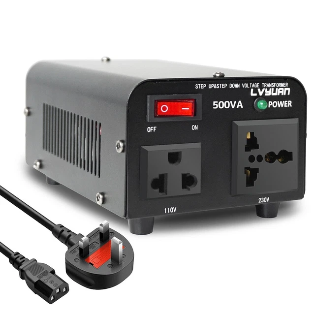 500W Step Up/Down Voltage Converter - 110V To 220V Or 220V To 110V, Travel Transformer